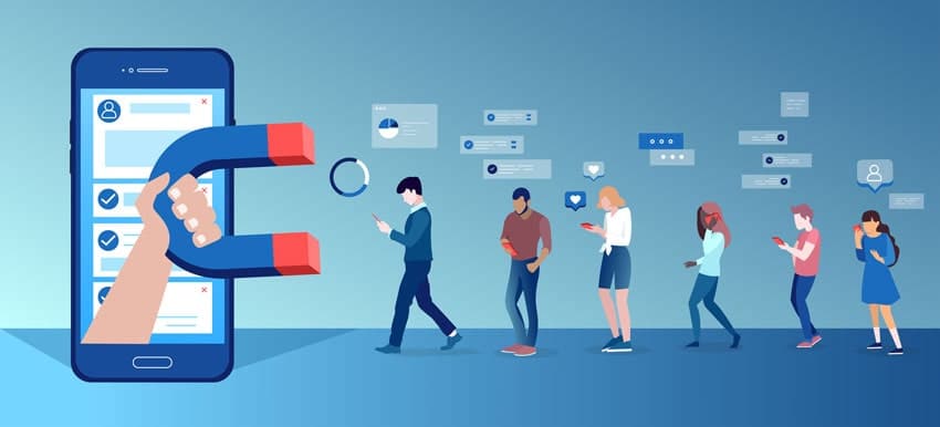 illustration of magnet attracting new dental patients