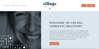 village complete home page of dental website