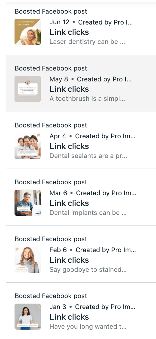 Facebook ad focusing on on General Dentistry