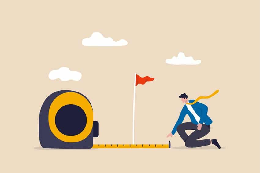 digital illustration of a man with a large measuring tape