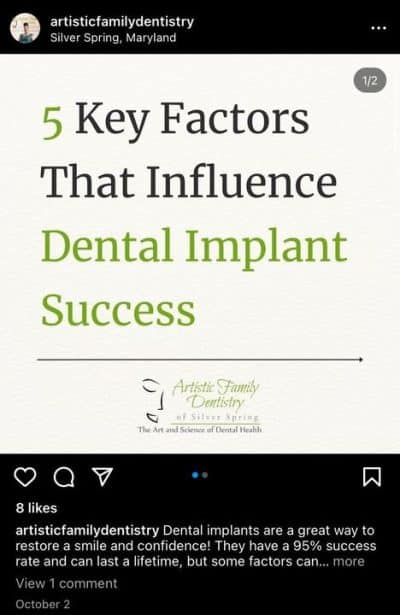 screenshot of a client's social media post