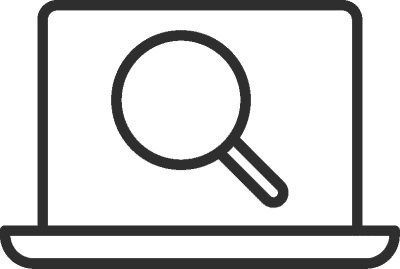 icon of a magnify glass on a laptop screen