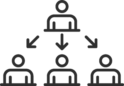 icon of several figures with arrows