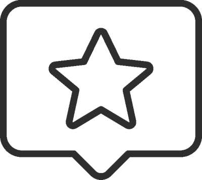 icon of a conversation bubble with a star
