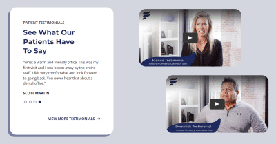 a user-friendly dental website showing patient testimonials. 