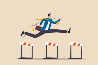 illistrated man jumping over hurdles