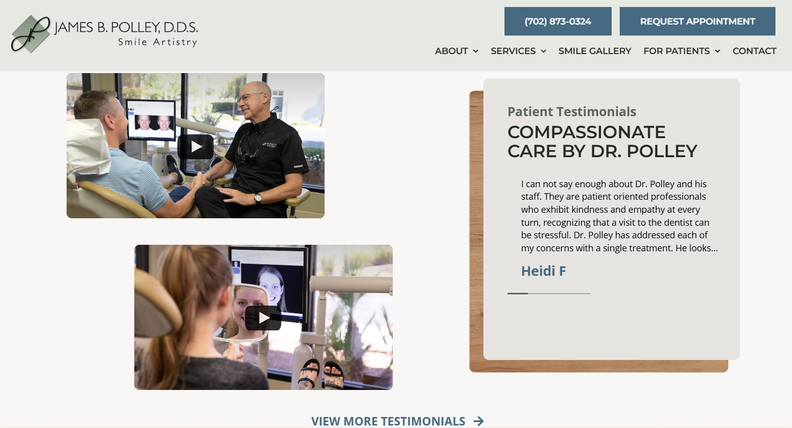 website showing a branding for a trustworthy dentist