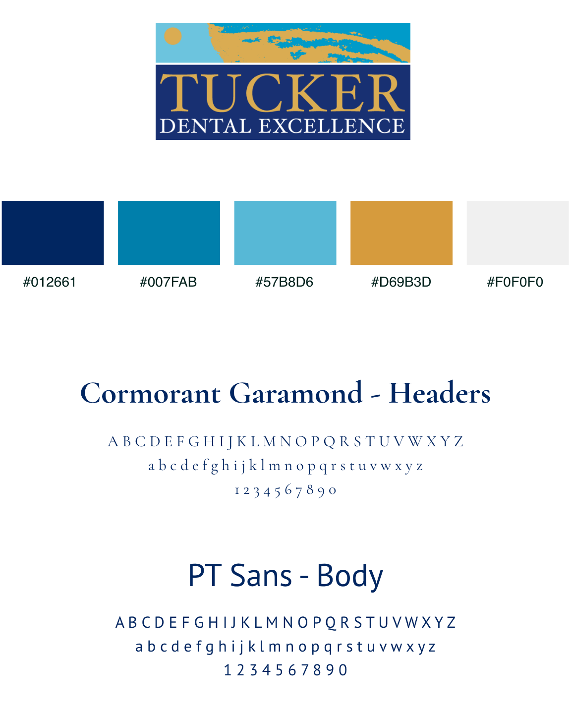 Tucker-Portfolio-Asset-min Tucker Dental Excellence brand style guide featuring a logo, color palette, and typography choices.